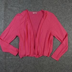 J. Jill Cardigan Womens XS/S? Linen Open Front Knit Beachy Lagenlook Pink Crop